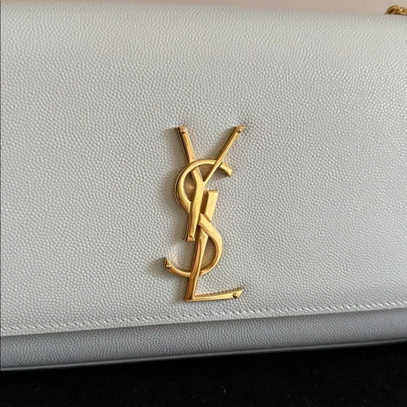 YSL WHITE KATE MEDIUM IN GRAIN DE POUDRE EMBOSSED LEATHER - Picture 2 of 9